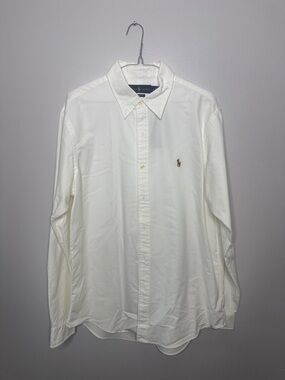 Ralph Lauren Ivory Oxford Button-Down Dress Shirt Size Large New!